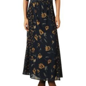 ba&sh Black and Gold Floral Maxi Skirt
